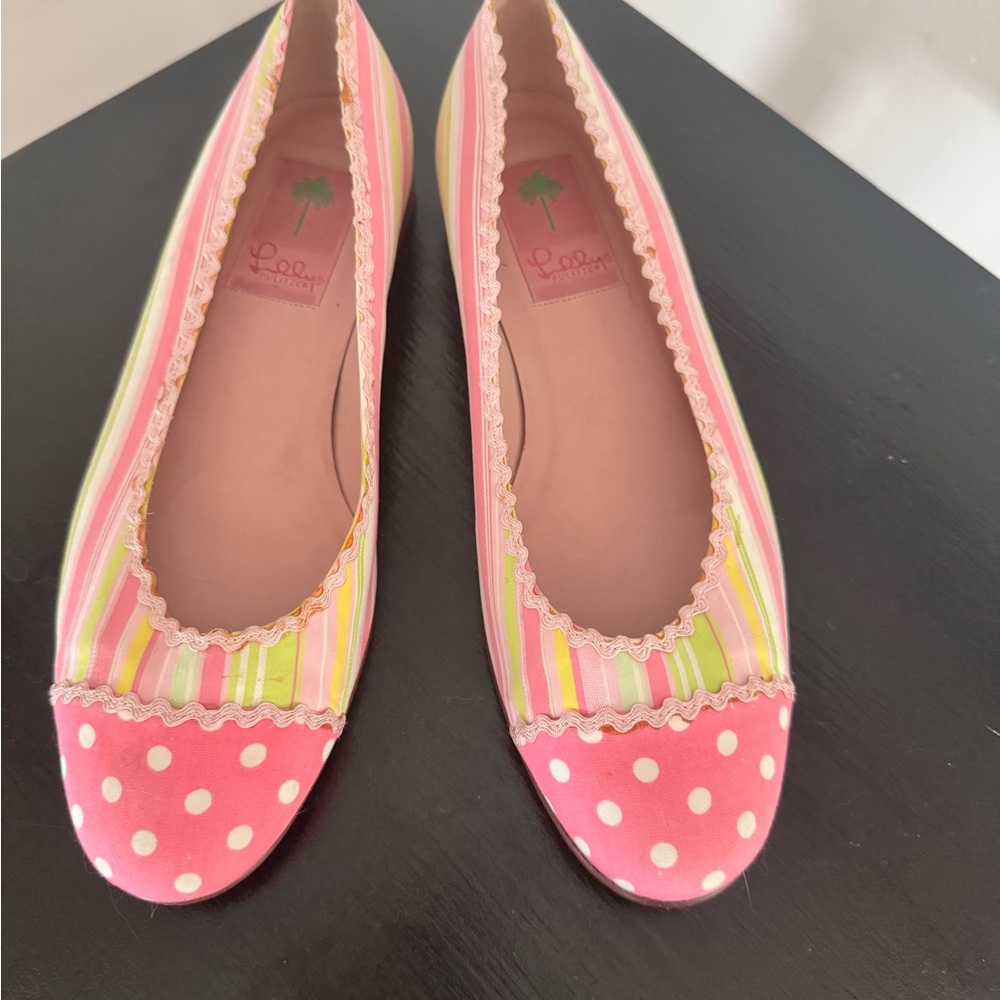 Lilly Pulitzer Pink and Yellow Striped Flats